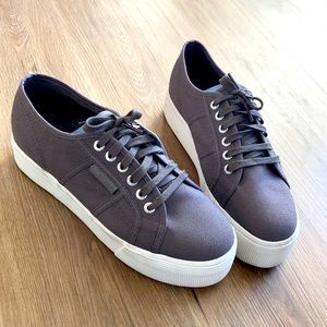 SUPERGA platform gray sneakers